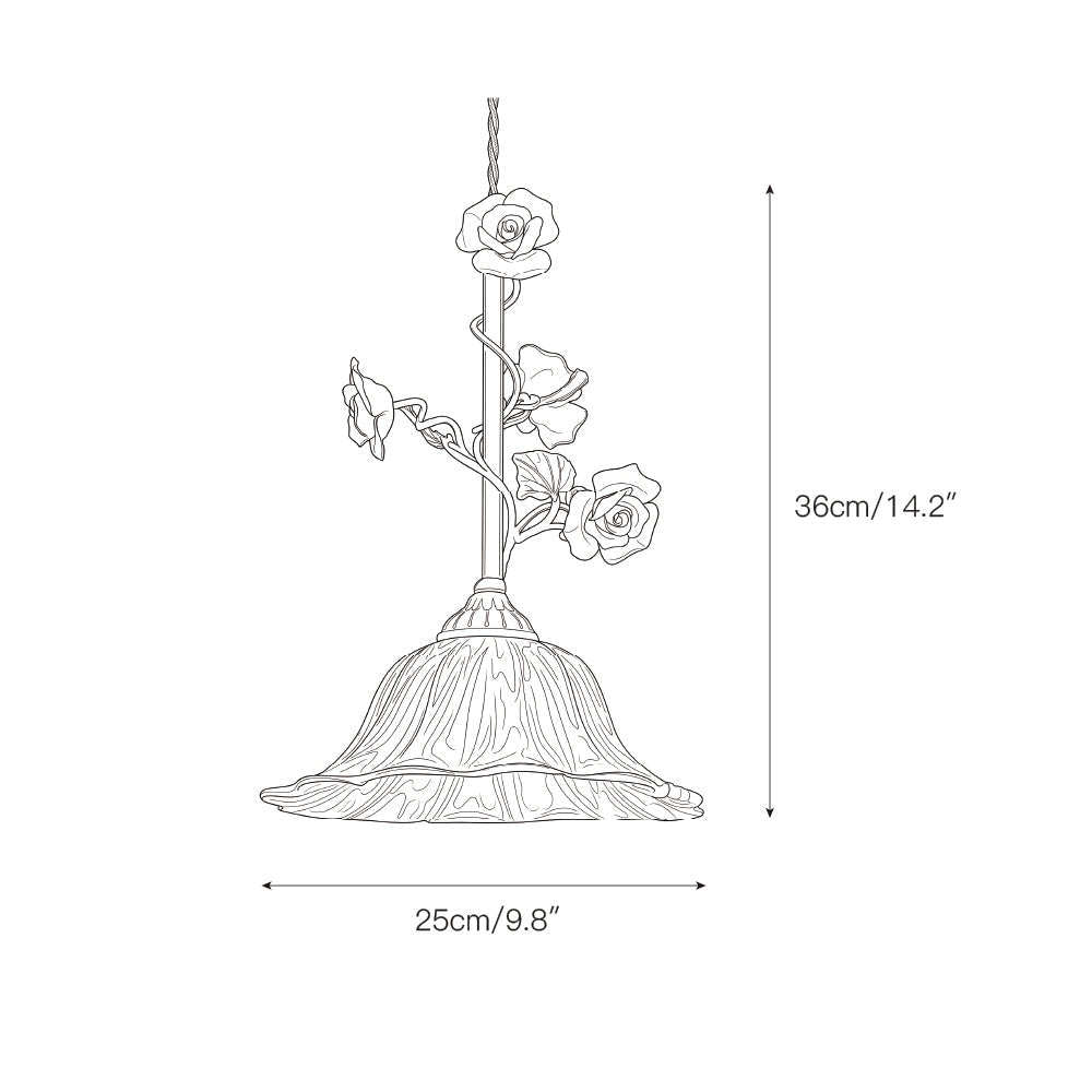 Heirloom Glass Rose Pendant Lamp