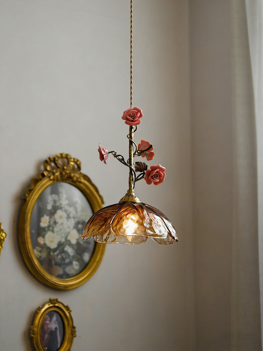 Heirloom Glass Rose Pendant Lamp