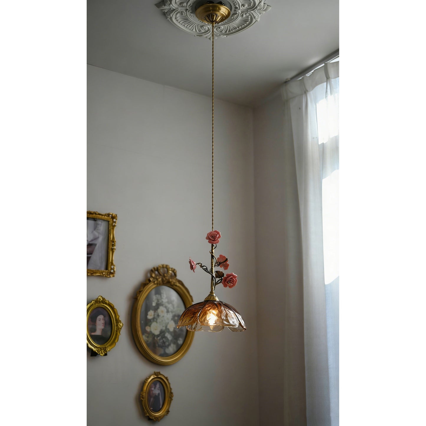 Heirloom Glass Rose Pendant Lamp