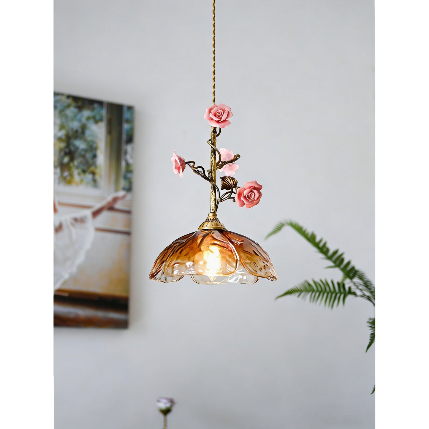 Heirloom Glass Rose Pendant Lamp