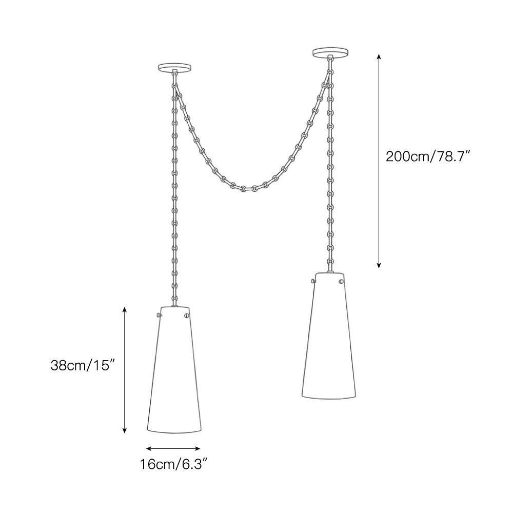 Industrial Cascade Chain Alabaster Chandelier