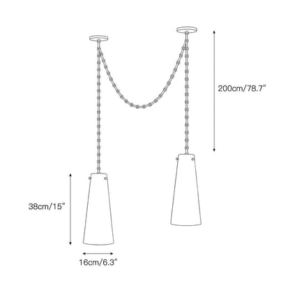 Industrial Cascade Chain Alabaster Chandelier
