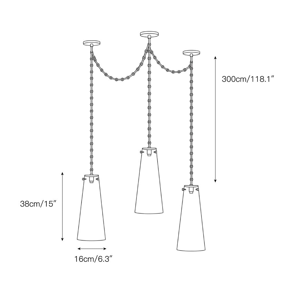 Industrial Cascade Chain Alabaster Chandelier