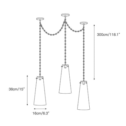 Industrial Cascade Chain Alabaster Chandelier
