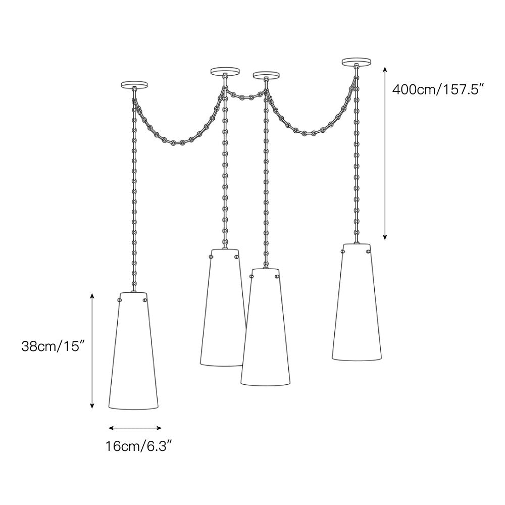 Industrial Cascade Chain Alabaster Chandelier