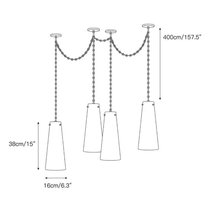 Industrial Cascade Chain Alabaster Chandelier