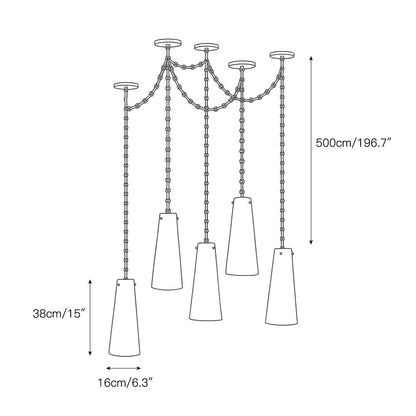 Industrial Cascade Chain Alabaster Chandelier