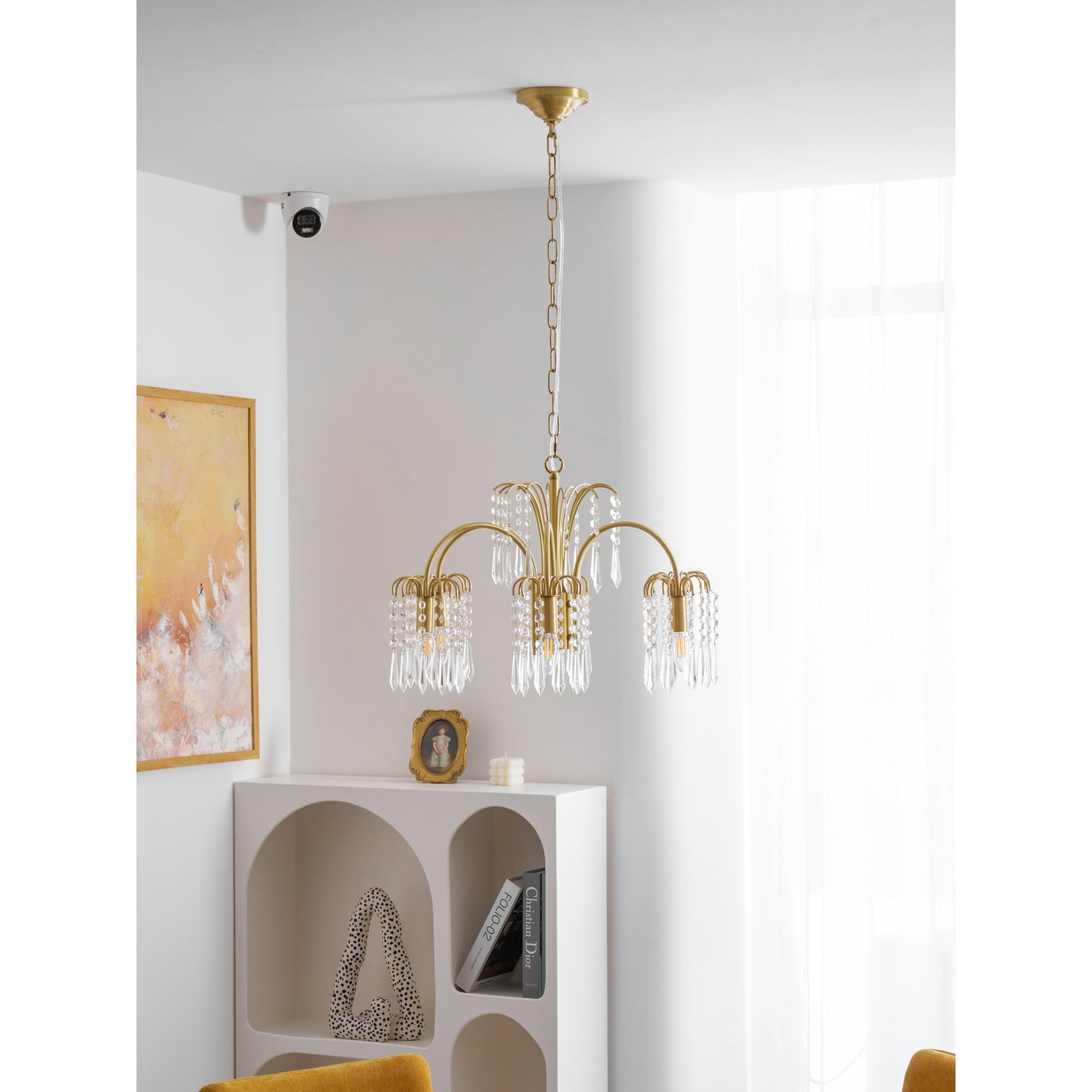 Brass Candle Crystal Chandelier