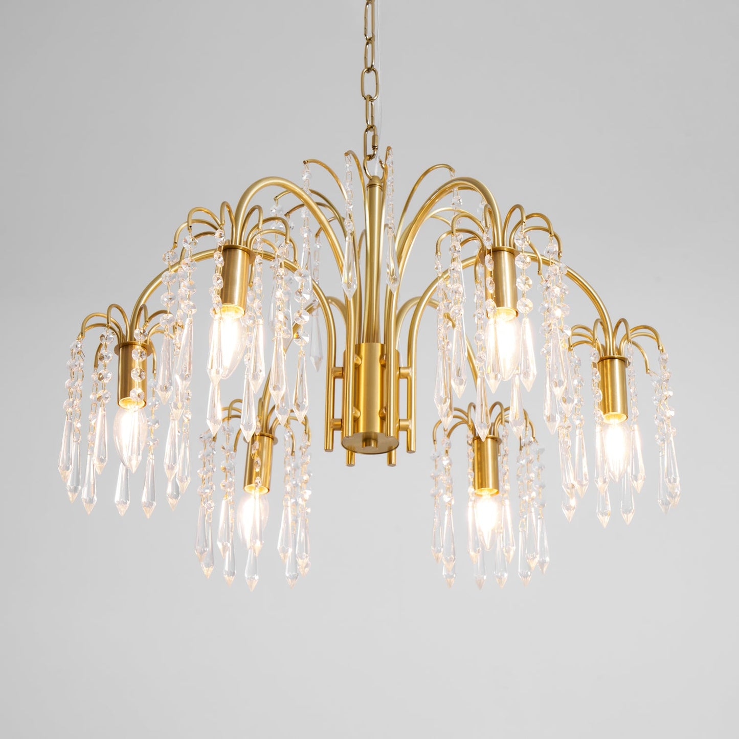 Brass Candle Crystal Chandelier