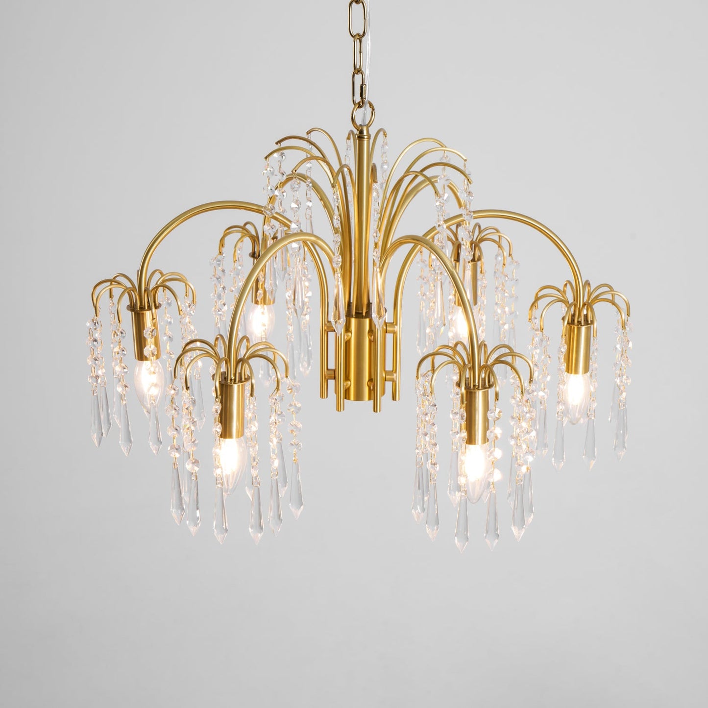Brass Candle Crystal Chandelier