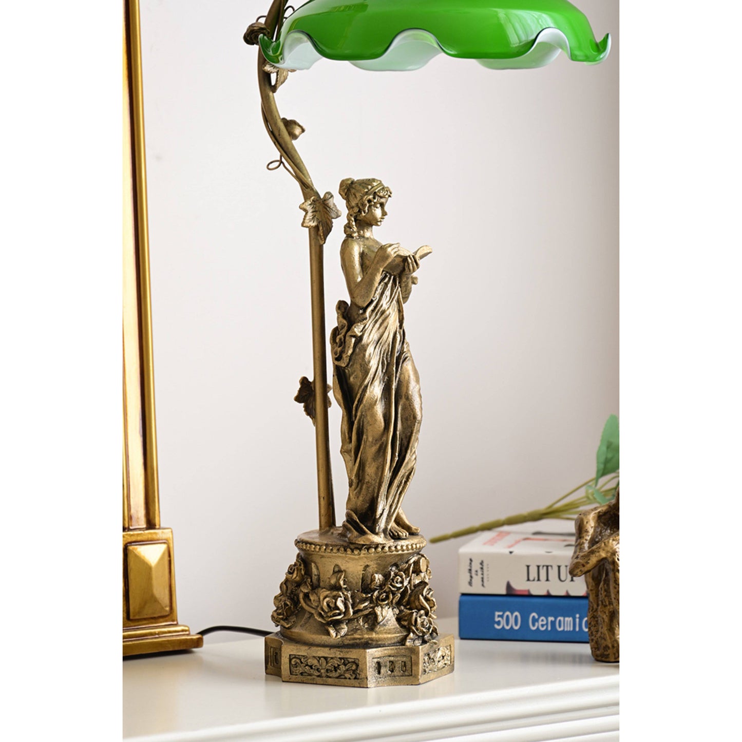 Lady Statue Glass Table Lamp