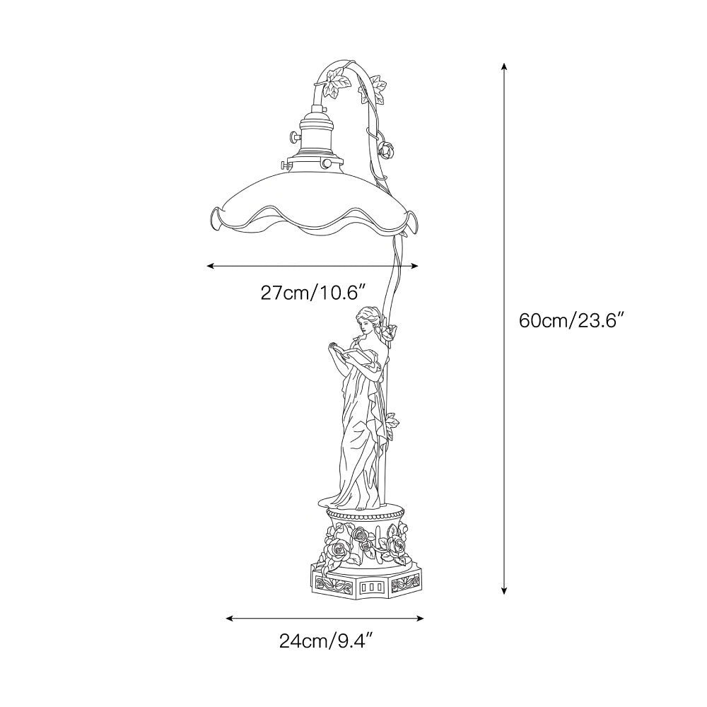 Lady Statue Glass Table Lamp
