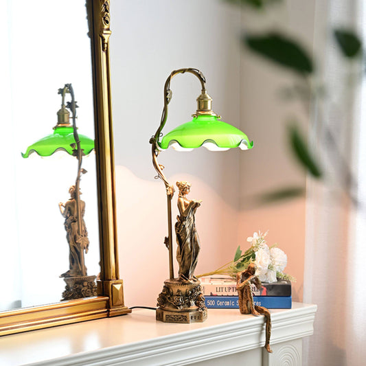 Lady Statue Glass Table Lamp