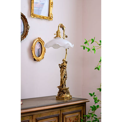 Lady Statue Glass Table Lamp