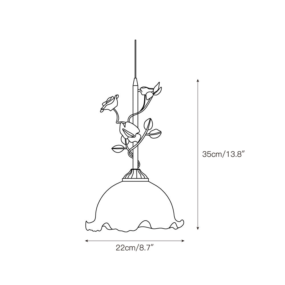 Lalique Rose Glass Pendant Lamp