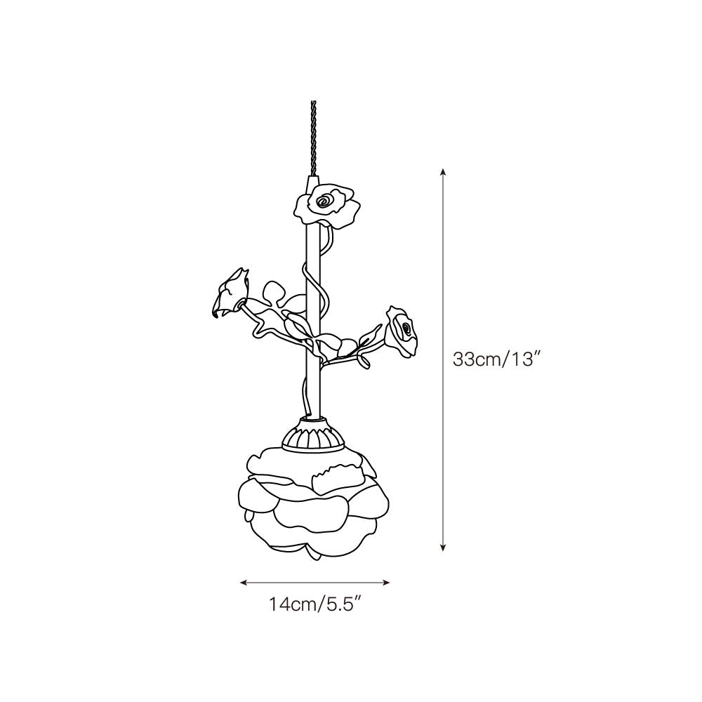 Lalique Rose Glass Pendant Lamp