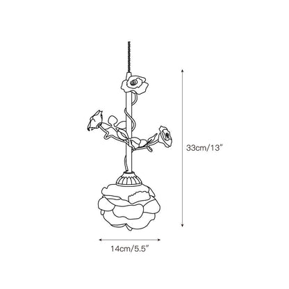 Lalique Rose Glass Pendant Lamp