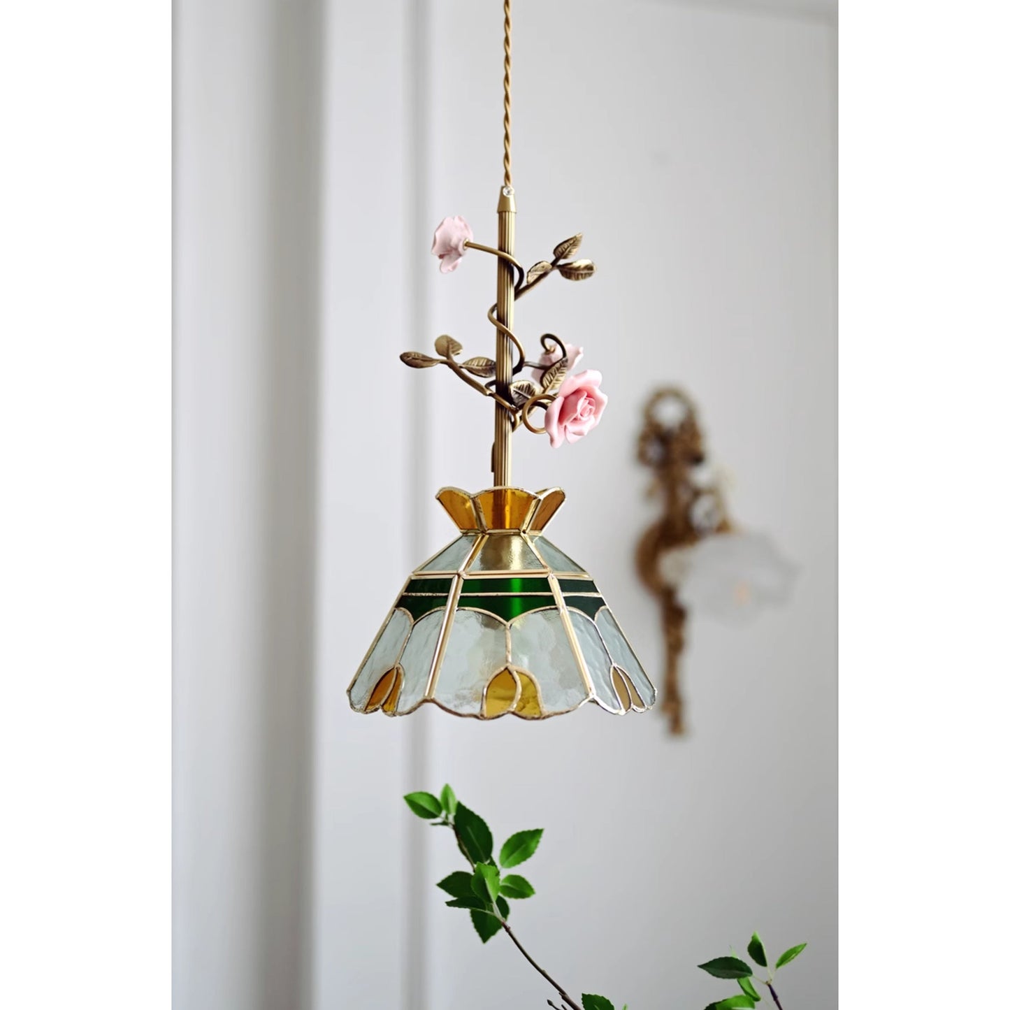 Lalique Rose Glass Pendant Lamp