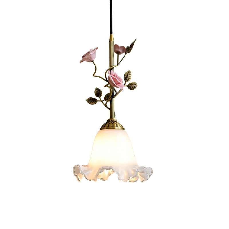 Lalique Rose Glass Pendant Lamp