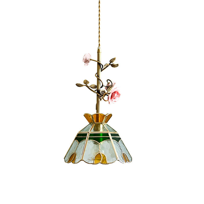 Lalique Rose Glass Pendant Lamp
