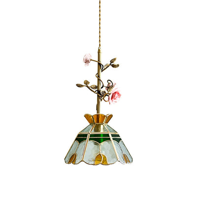 Lalique Rose Glass Pendant Lamp