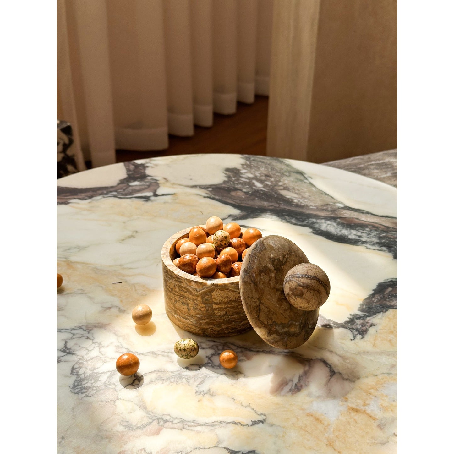 Brown Marble Sugar Bowl