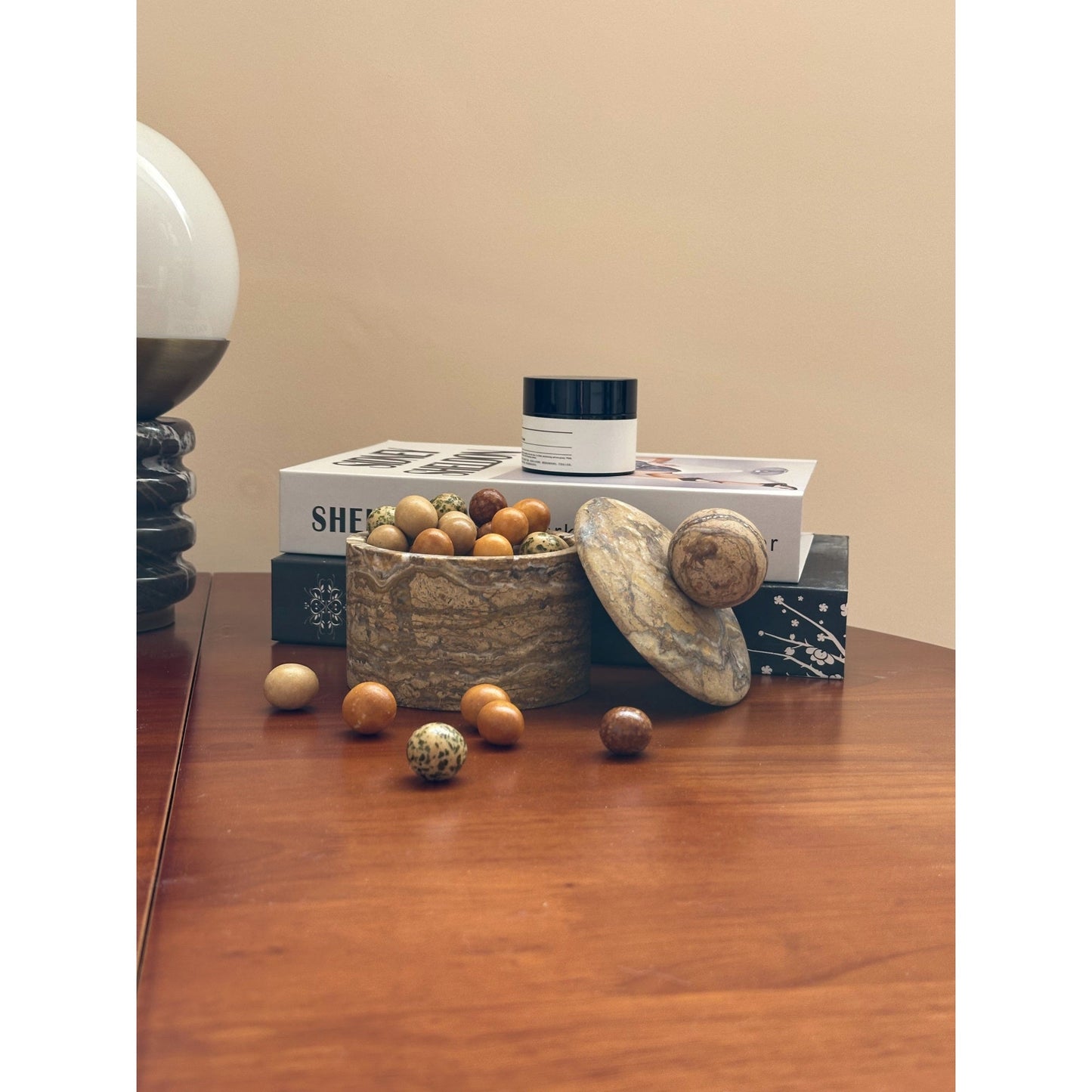 Brown Marble Sugar Bowl