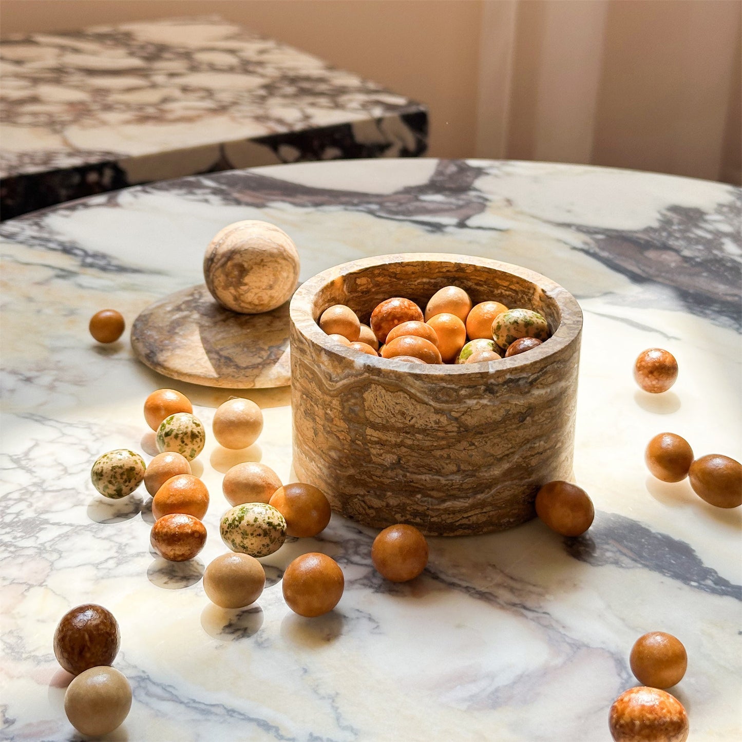 Brown Marble Sugar Bowl