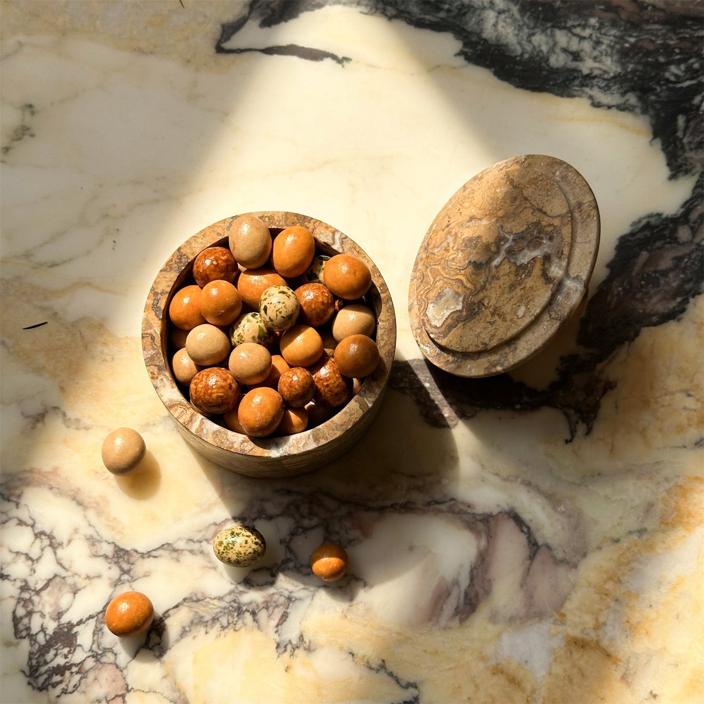 Brown Marble Sugar Bowl