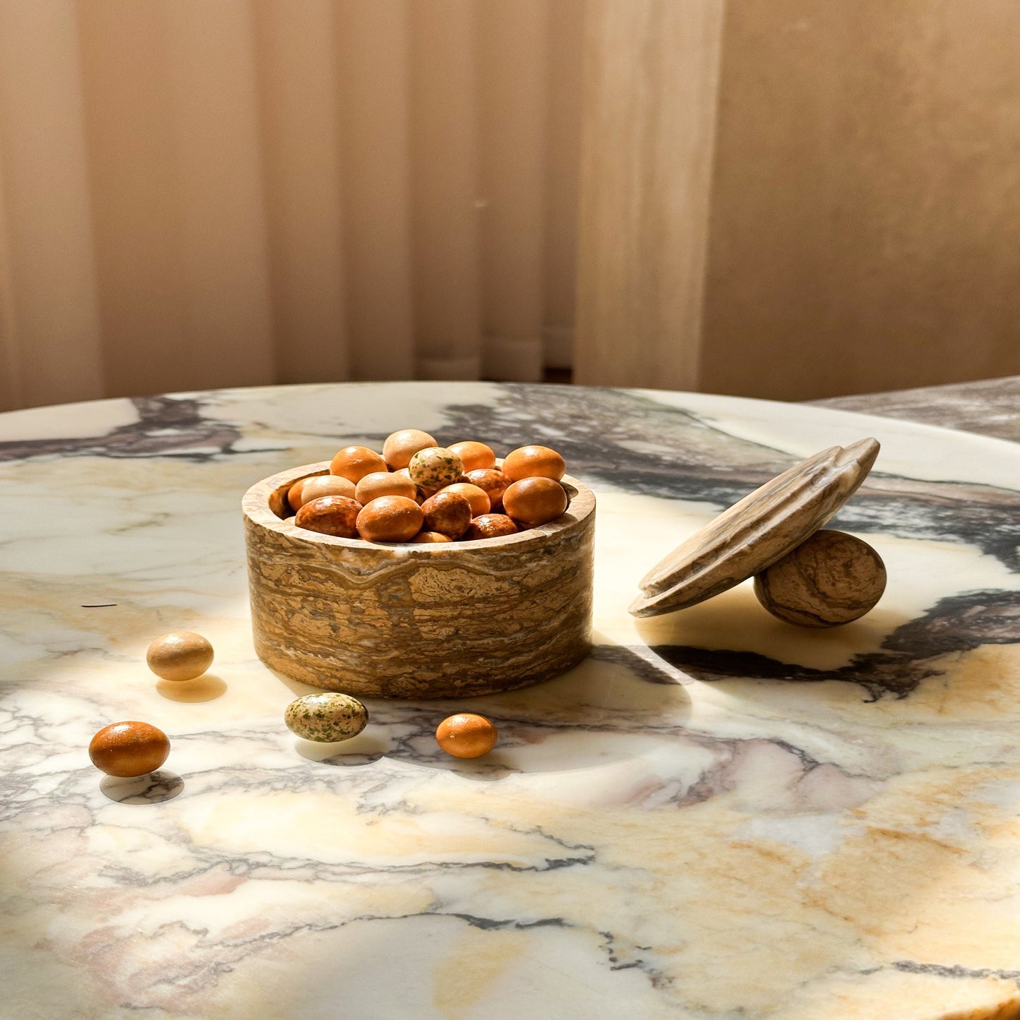 Brown Marble Sugar Bowl