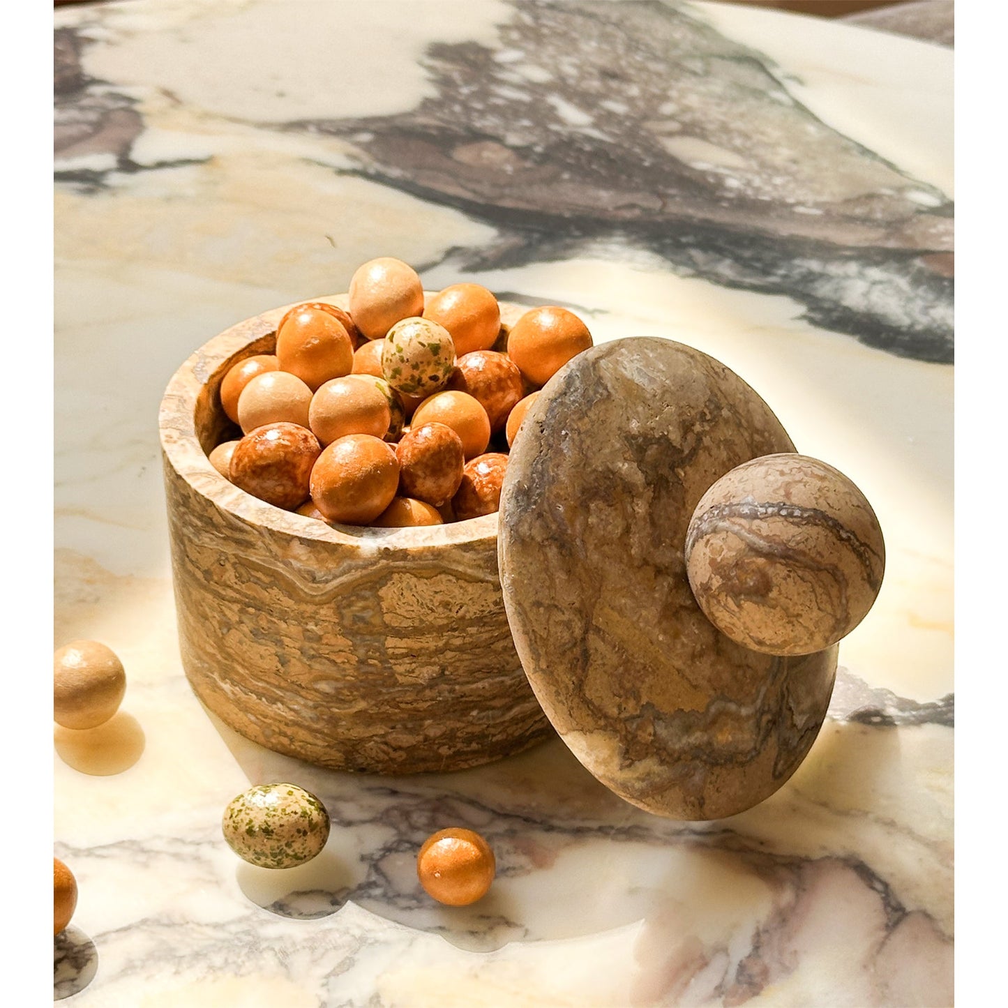 Brown Marble Sugar Bowl