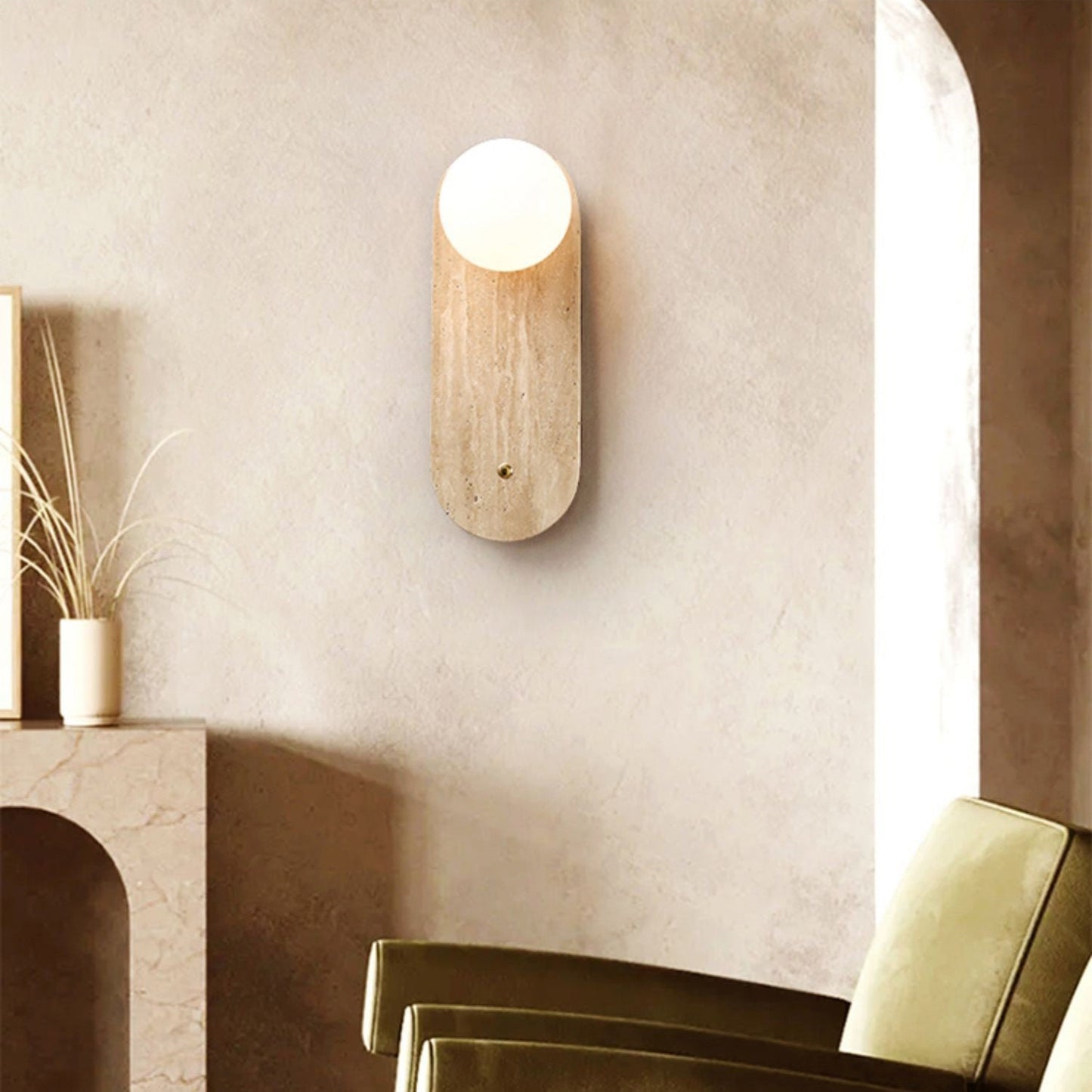 Lia Travertine Wall Lamp