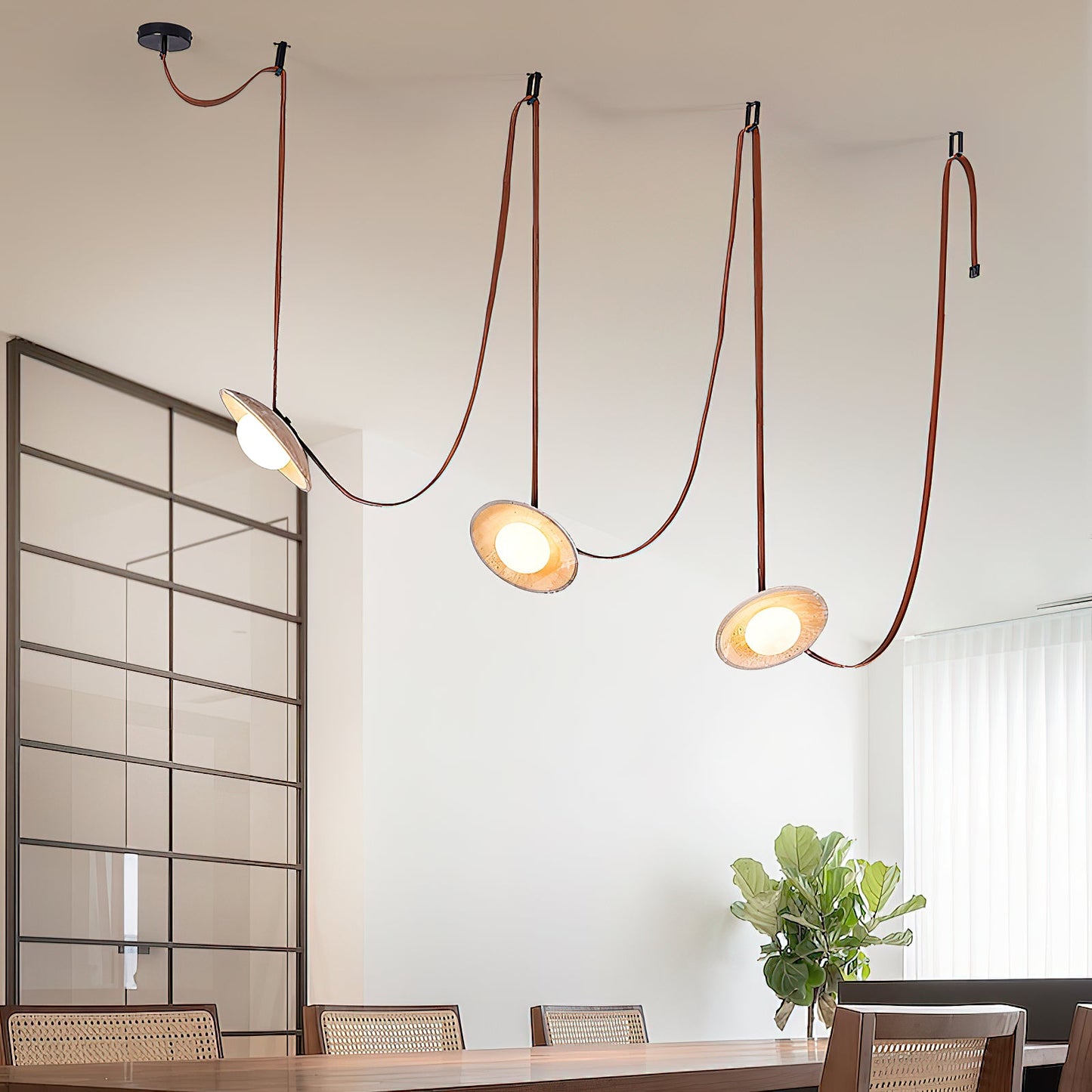 Light Rail Leather Pendant Lamp