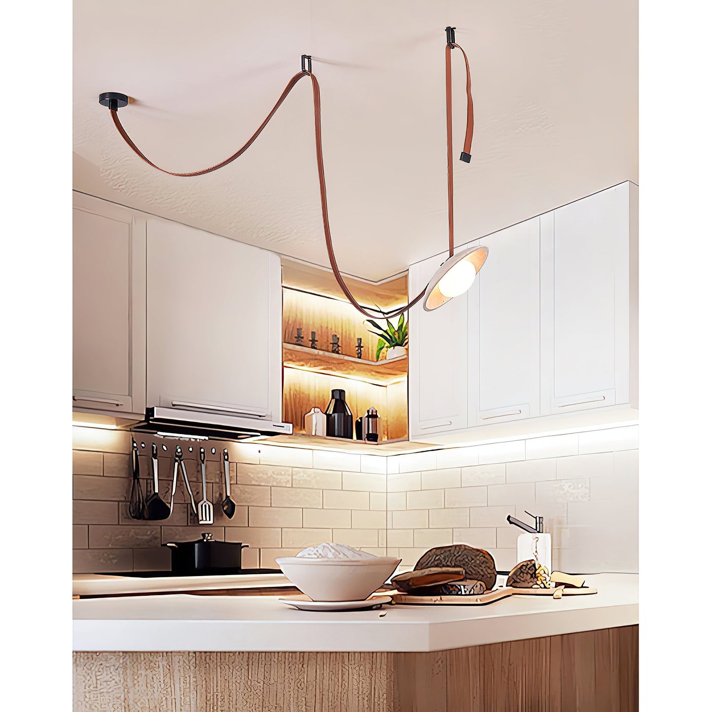 Light Rail Leather Pendant Lamp