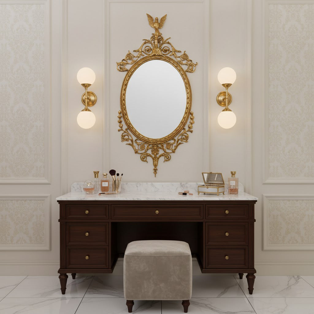 Louis Wood Flat Wall Mirror