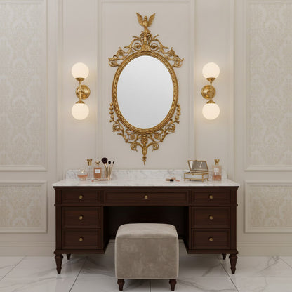 Louis Wood Flat Wall Mirror