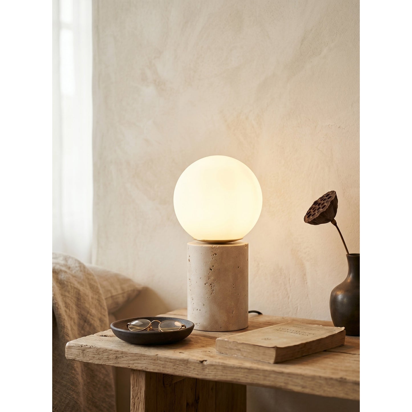 Maxax Deeluxe Travertine Table Lamp
