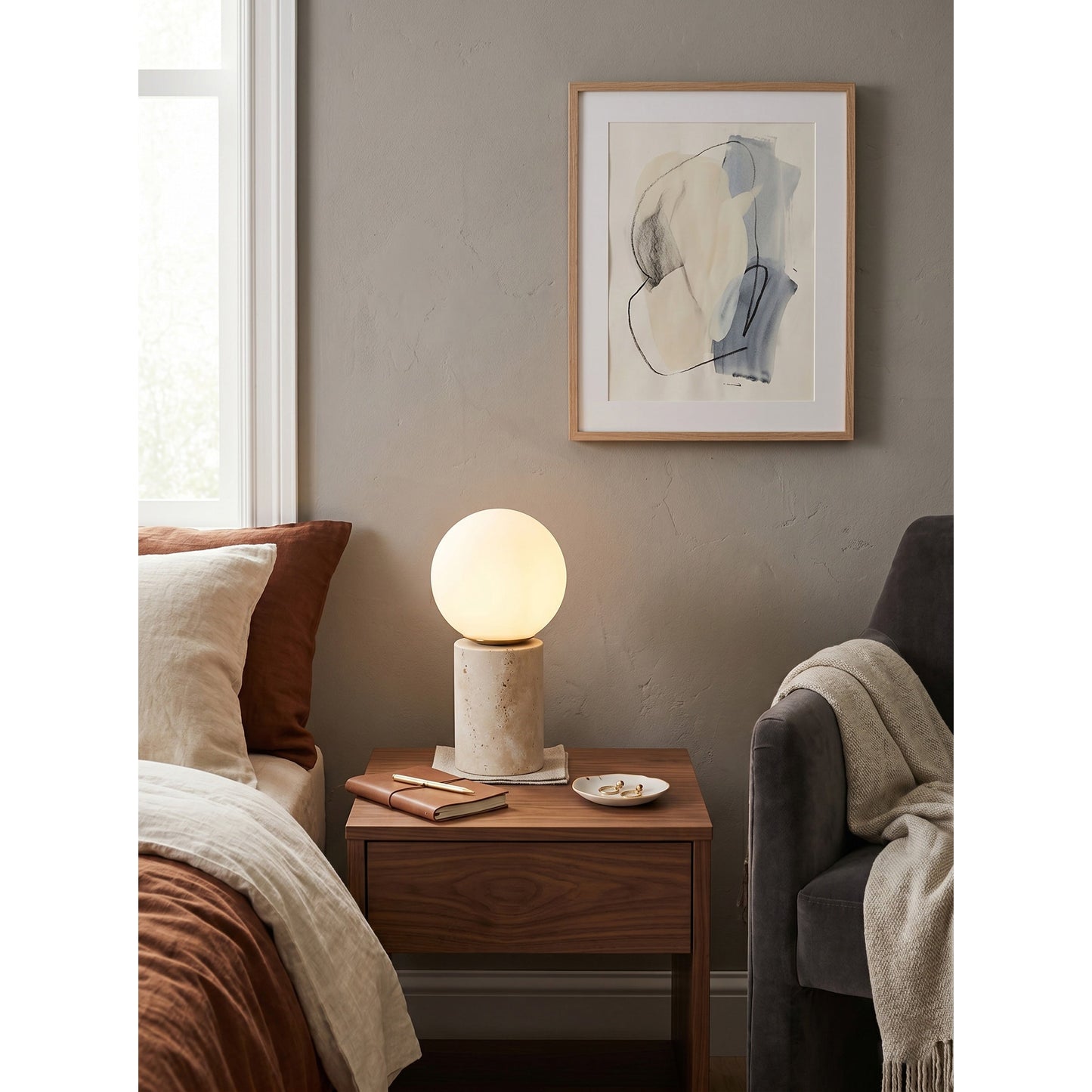 Maxax Deeluxe Travertine Table Lamp