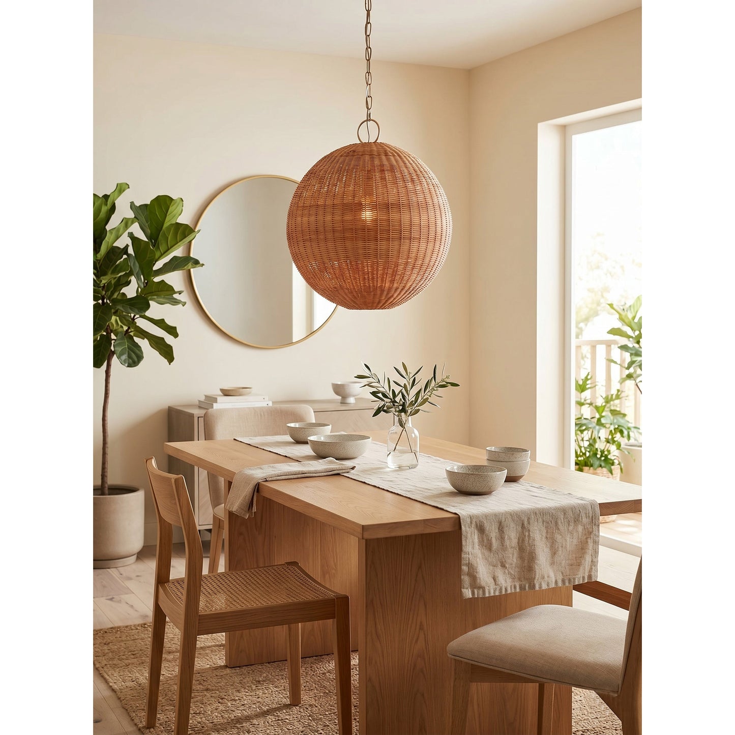 Miramar Rattan Round Pendant Lamp
