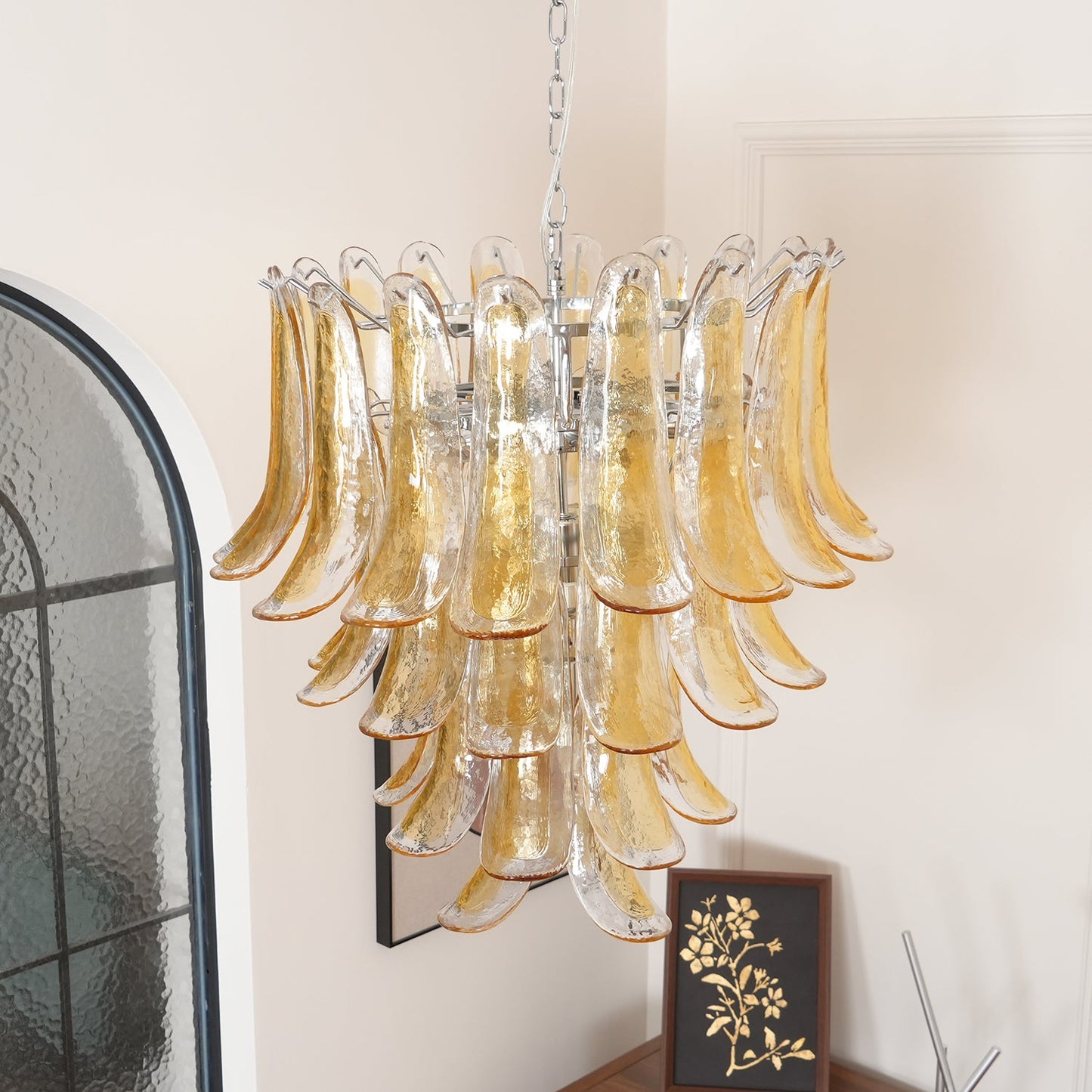 Tiered Petal Glass Chandelier