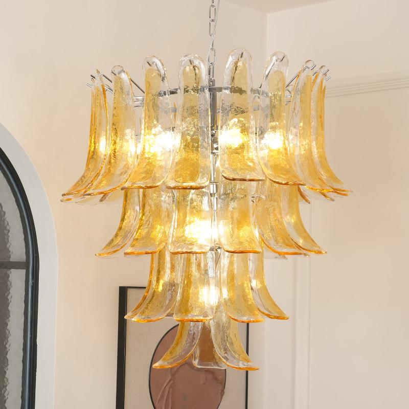 Tiered Petal Glass Chandelier