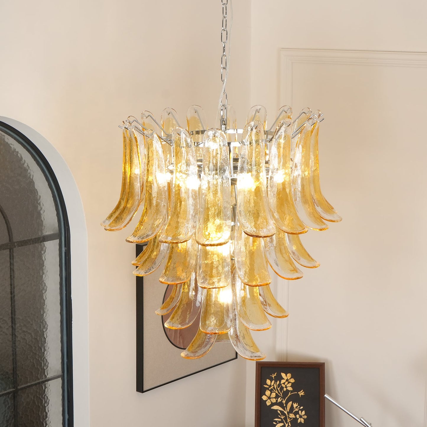 Tiered Petal Glass Chandelier