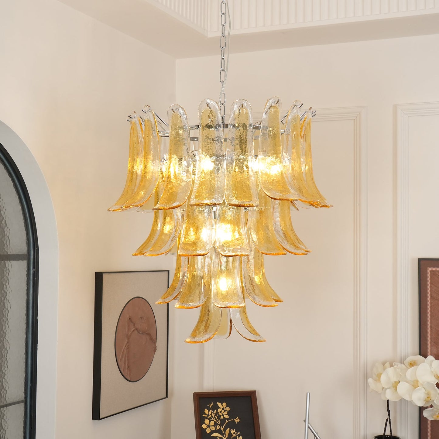 Tiered Petal Glass Chandelier