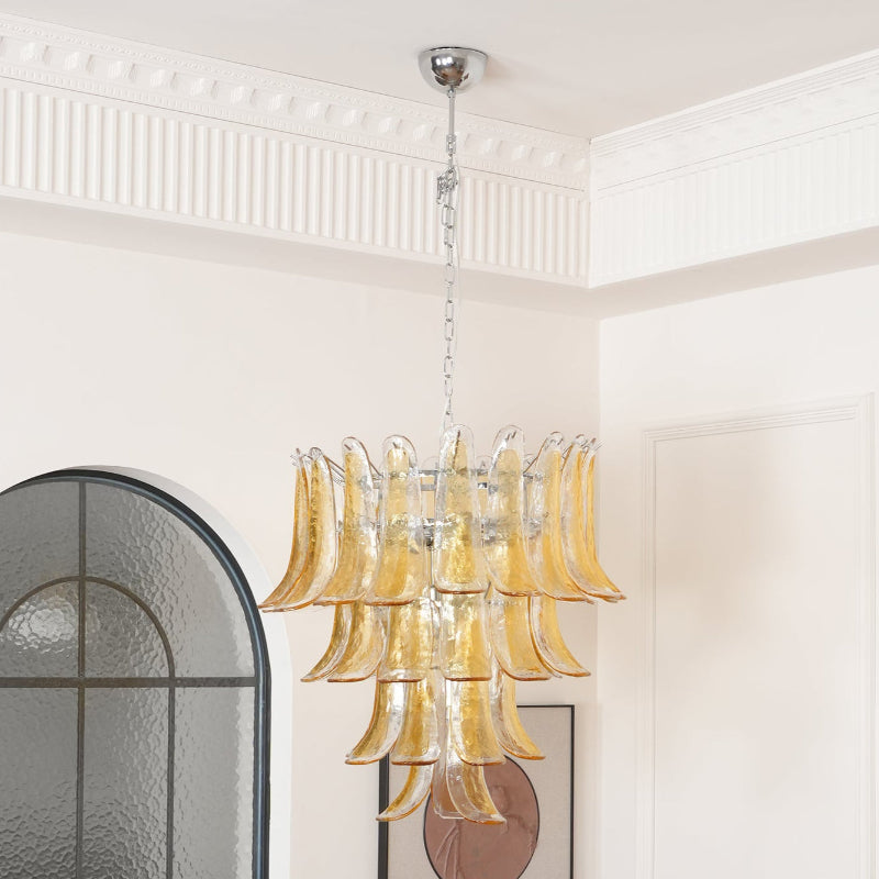 Tiered Petal Glass Chandelier