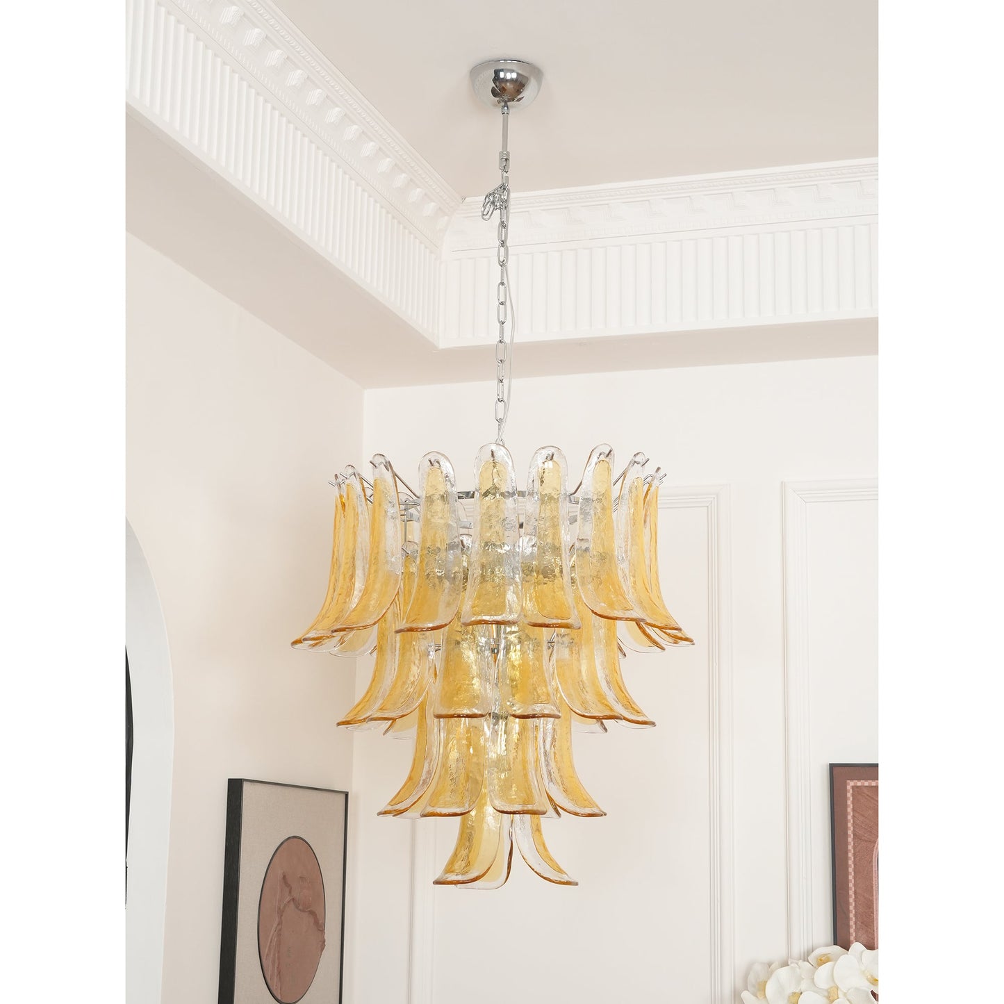 Tiered Petal Glass Chandelier