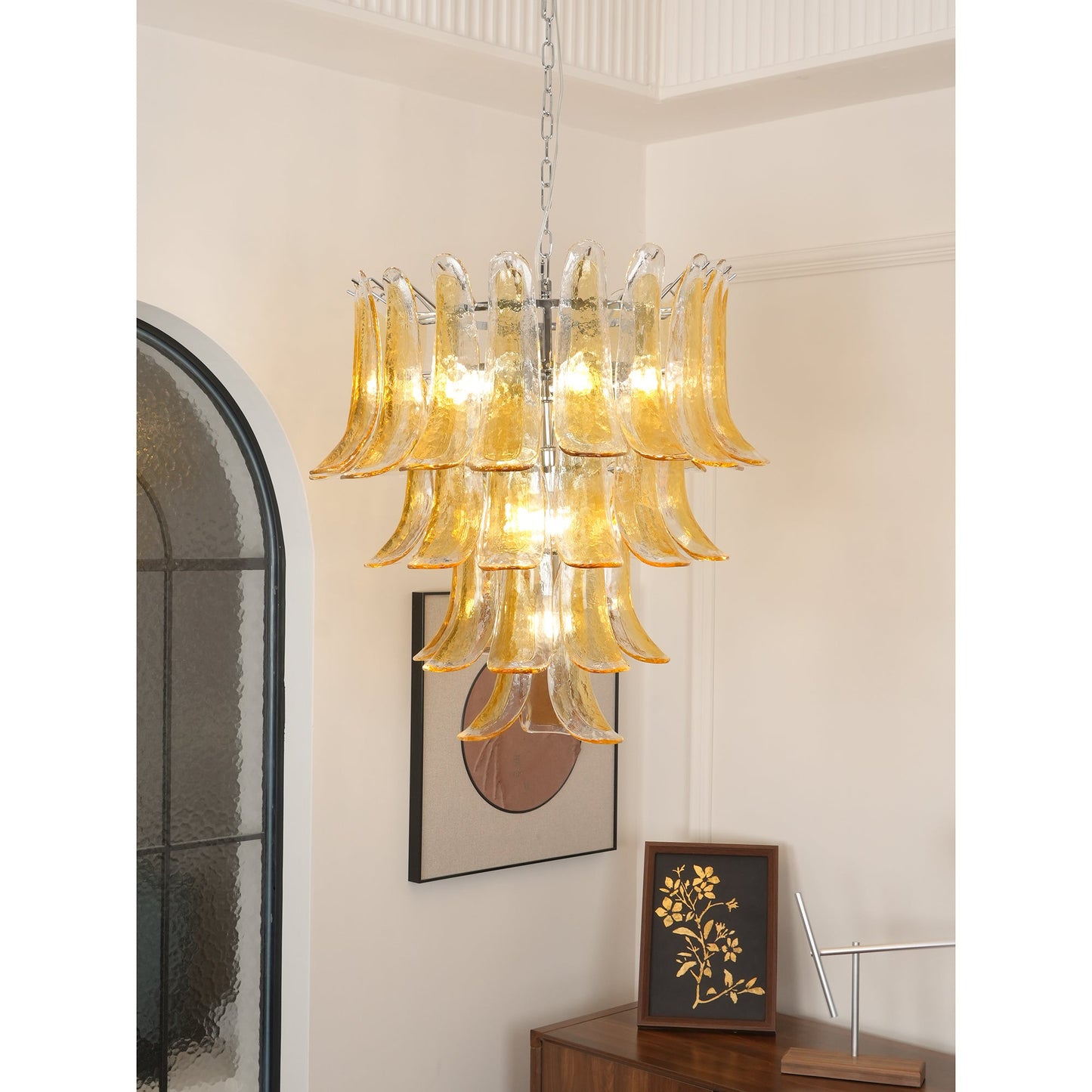 Tiered Petal Glass Chandelier