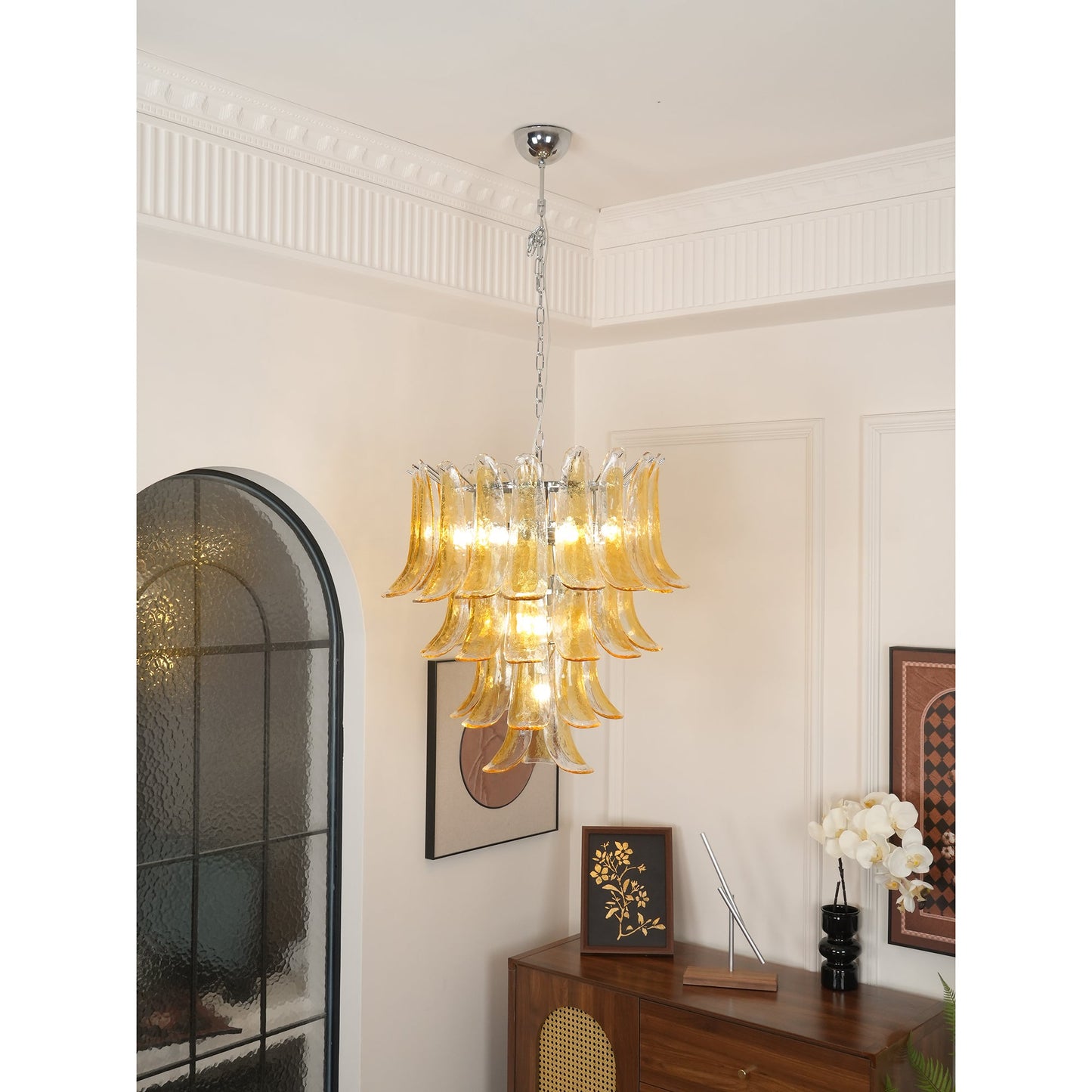 Tiered Petal Glass Chandelier