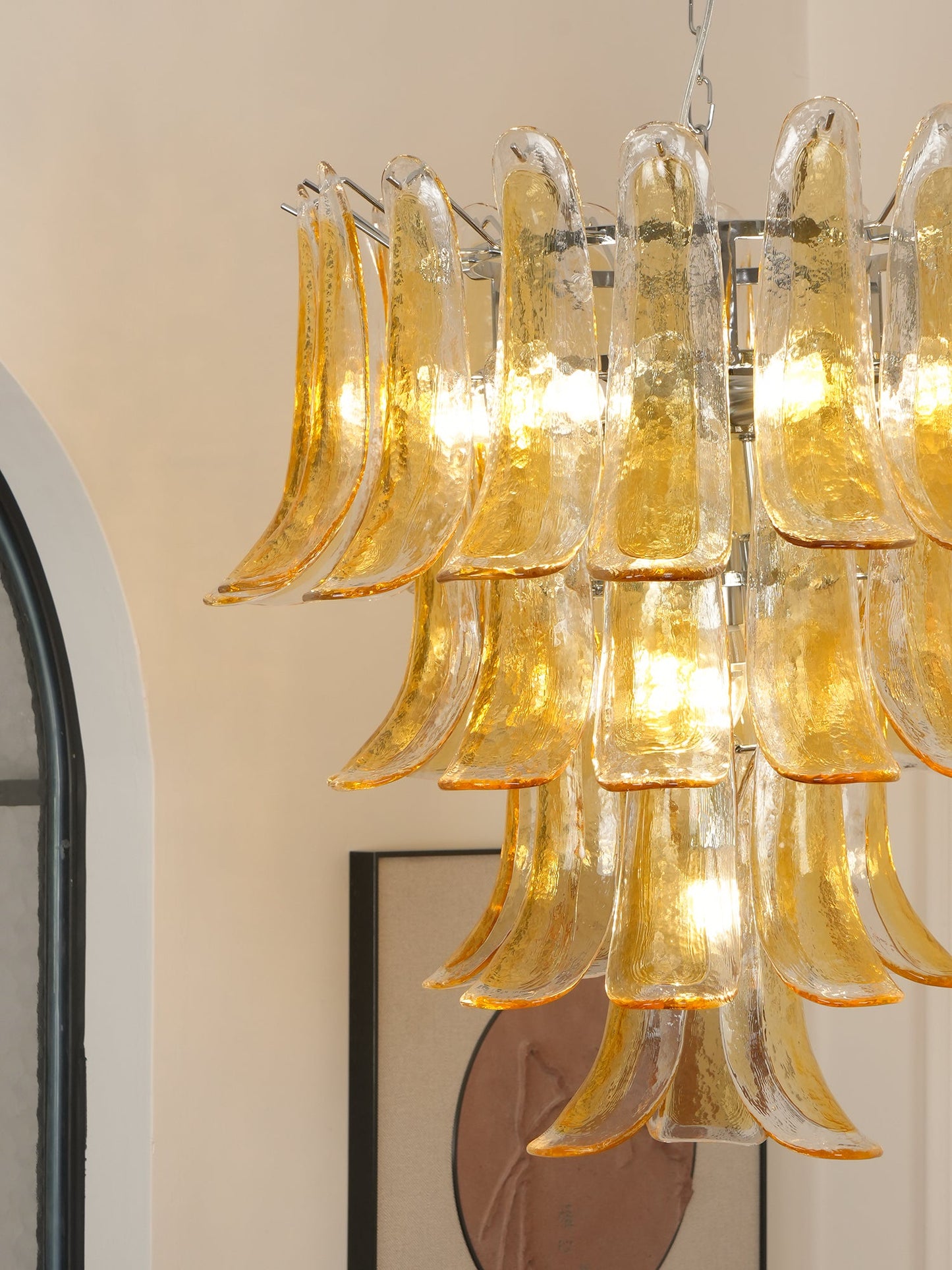 Tiered Petal Glass Chandelier