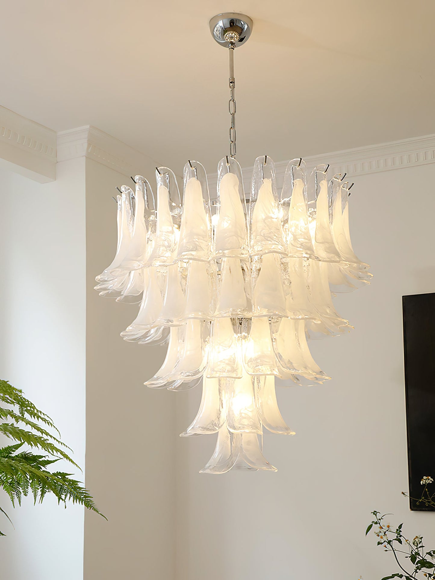 Tiered Petal Glass Chandelier