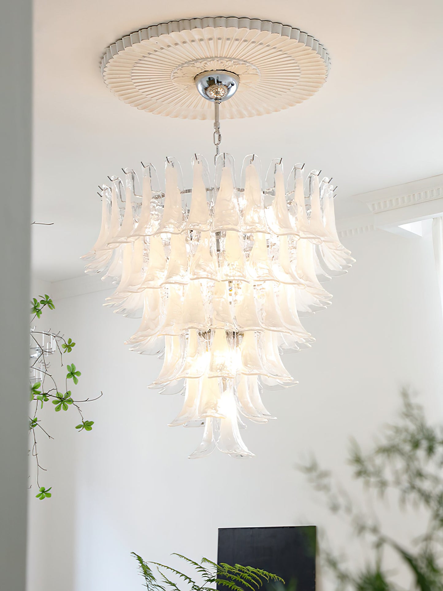 Tiered Petal Glass Chandelier
